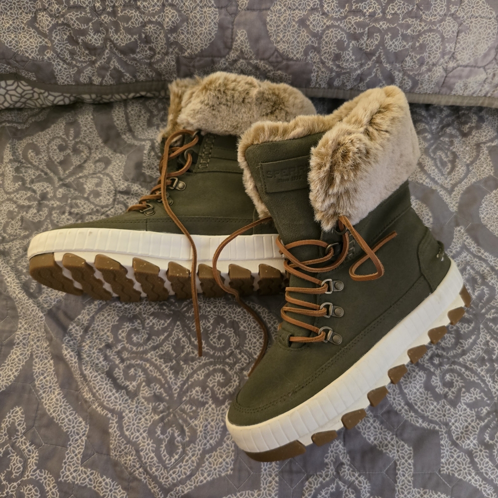 Sperry Torrent Women's Fur-Lined Winter Boots Olive